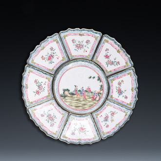 A Chinese nine-piece Canton enamel sweetmeat set, Qianlong