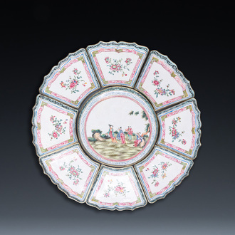 A Chinese nine-piece Canton enamel sweetmeat set, Qianlong