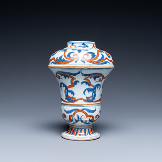 A Chinese blue, white and iron-red urn-shaped vase, Kangxi