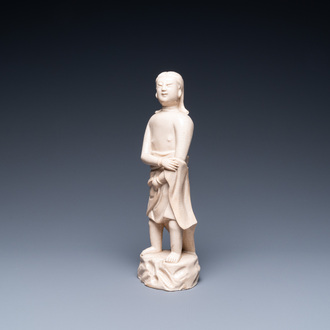 A Chinese monochrome soft paste sculpture of Adam, Kangxi