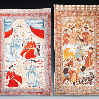 Qajar school: two painted cotton cloths, 19/20th C.