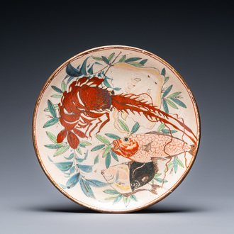 A Japanese Ko-Kutani 'lobster and fish' dish, Edo, 17th C.