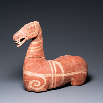 An attractive Chinese painted pottery model of a horse, Han