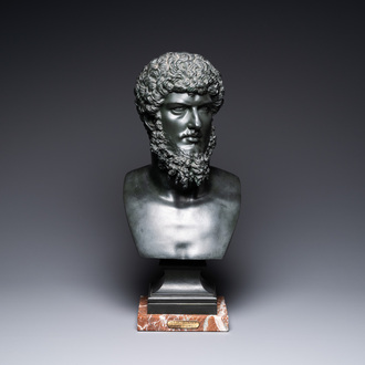 A bronze bust of Marcus Aurelius after the antique, 19th C.