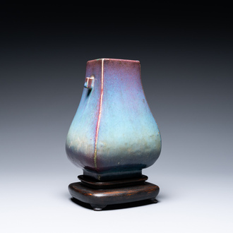 A Chinese flambé-glazed 'fanghu' vase, Yongzheng/Qianlong