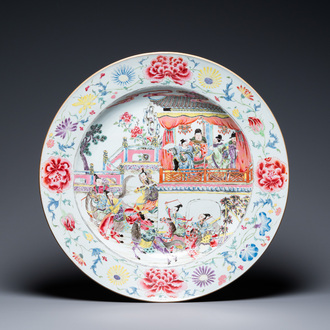 An exceptionally large Chinese famille rose 'Emperor Yang' dish, Yongzheng