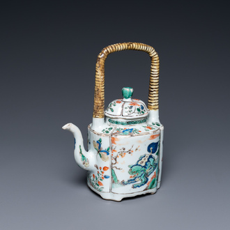 A Chinese famille verte 'mythical animals' teapot, Kangxi