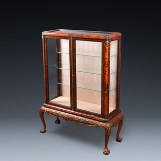 A tortoise veneer display cabinet on painted wooden stand, Maison Franck, Antwerp, ca. 1900