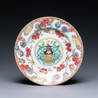 A Chinese armorial plate with the arms of 'Blonkebijle' for the Dutch market, Yongzheng, ca. 1733