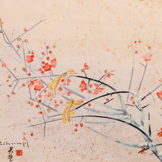 Fang Junbi (1898-1986): ‘Bloesemtakken’, inkt en kleur op papier