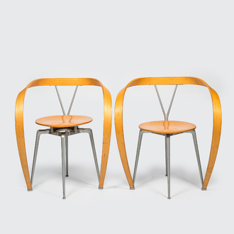 A pair of 'Revers Chairs' by Andrea Branzi for Cassina, Italy, 1990s