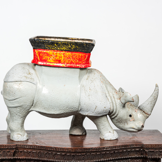A painted 'rhinoceros' jardinière, early 20th C.