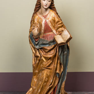 A large polychromed basswooden figure of Saint Regina, Southern Germany or Salzburg, early 16th C.
