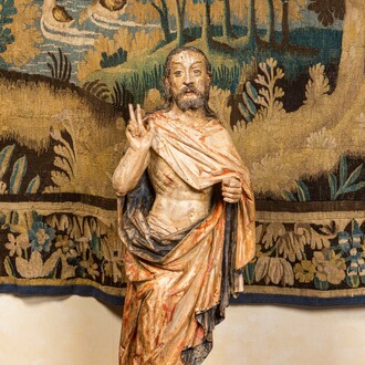 A large polychromed basswooden figure of Christ, Southern Germany, mid 16th C.