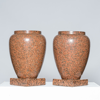 A pair of most probably Italian marble vases, 20th C.
