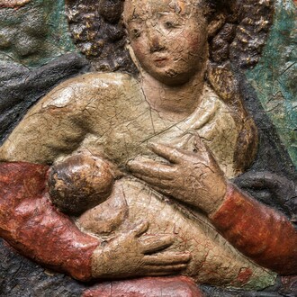 A painted relief with Madonna and Child, Southern Europe, 17th C.