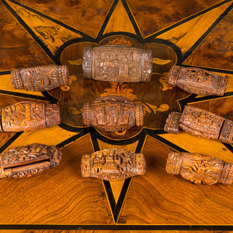 Nine corozo wooden tobacco boxes, France, 18/19th C.