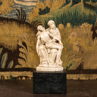 An alabaster Pietà with polychrome design, 17th C.