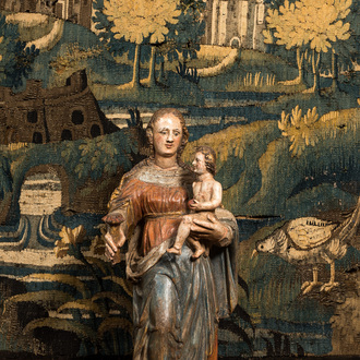 A polychrome wooden Madonna with Child, 17th C.