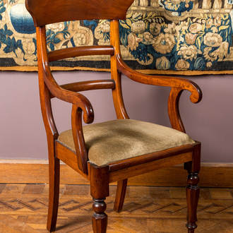 An English mahogany armchair, 19th C.