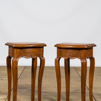 A pair of oak side tables, 19th C.