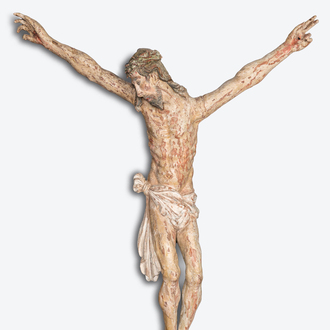 A large polychromed wooden Corpus Christi, 16th C.