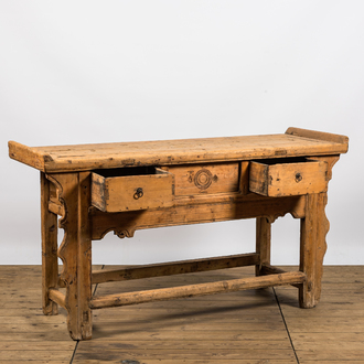 A Chinese elmwooden altar table, 19/20th C.