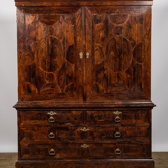 A Flemish rosewood veneered star marquetry cabinet, ca. 1700