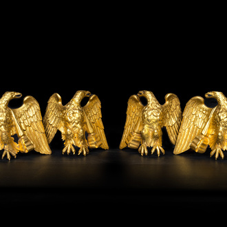 Four gilt bronze eagles, 19/20th C.