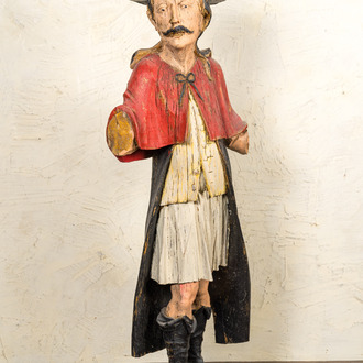 A large polychrome oak figure of a nobleman, 19th C.