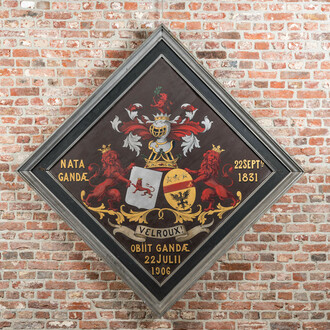 A 'Velroux' funerary hatchment, oil on panel, Ghent Area, dated 1906