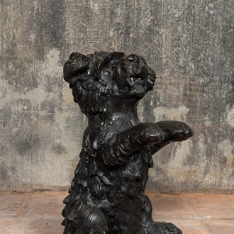 A patinated bronze model of a fox terrier dog, 20th C.