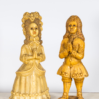 A pair of large German wax figures of donors, 19th C.