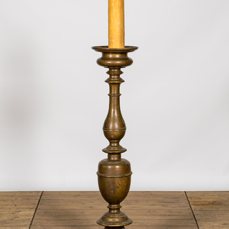 A large renaissance-style Italian bronze candlestick, 19th C.