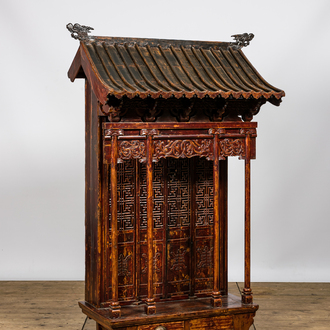 A Chinese wooden house altar, 19th C.