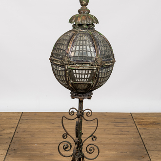 A wrought iron and copper garden ornament, 19/20th C.