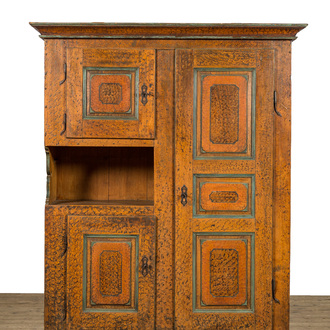 A rural polychrome wooden cupboard, 18/19th C.