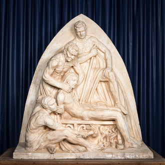 J. Simon: 'The torture of Saint Thomas', a large plaster group or study, dated 1912