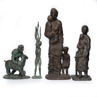 Lazar Gadaïev (Russian school, 1938-2008): Four bronze sculptures, 20th C.