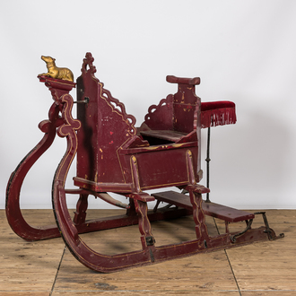 A Frisian polychrome and gilt wooden 'arretikker' or sleigh, The Netherlands, ca. 1900