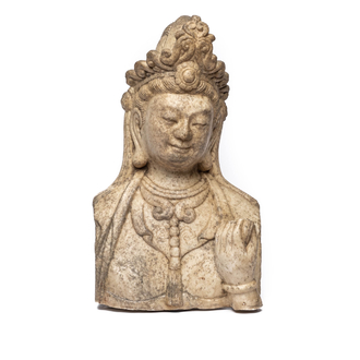 A Chinese Northern Qi-style marble bust of Guanyin, 19/20th C