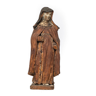 A polychrome terracotta figure of an abbess, 17/18th C.