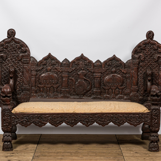 An Indian hardwood sofa, ca. 1900