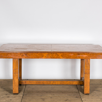 An Art Deco-style burl wood veneered table, 20th C.
