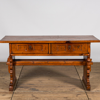 A German pine table, 19th C.