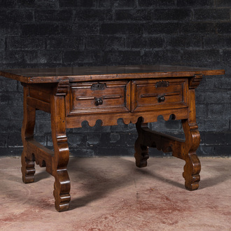 A Spanish walnut table, 18th C. and later