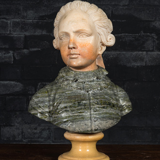 A marble bust of the young Mozart, 20th C.