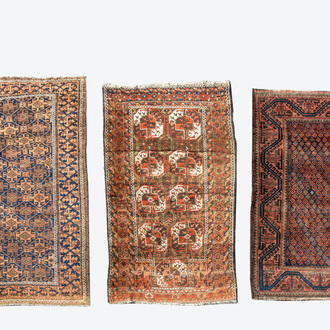 Three various Oriental rugs, wool on cotton, 20th C.
