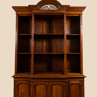 A break front open library bookcase, 19th C.