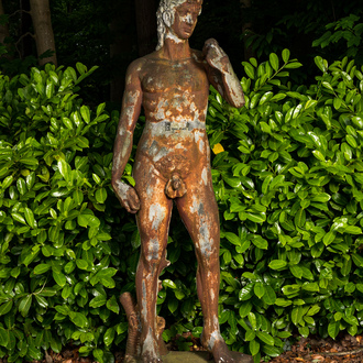 A large cast iron garden sculpture of Apollo, 20th C.